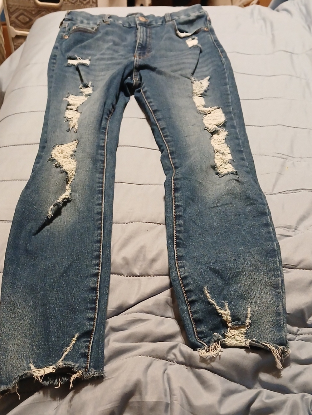 Aeropostale Women's Distressed Blue Skinny Jeans 12R